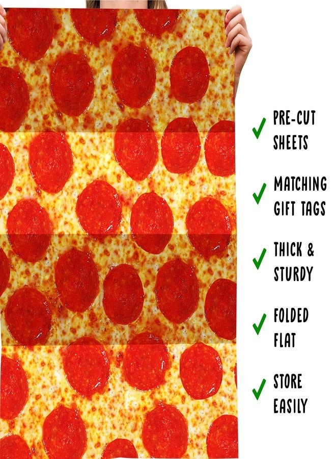 CENTRAL 23 Pizza Wrapping Paper - 6 Sheets of Birthday Gift Wrap and Tags - Food Themed - Funny Wrapping Paper for Men Women Kids - Comes with Fun Stickers - Recyclable Christmas Gift Wrap - Image 5